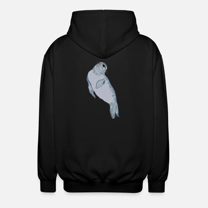 Robbe Seehund - Unisex Kapuzenjacke - Schwarz