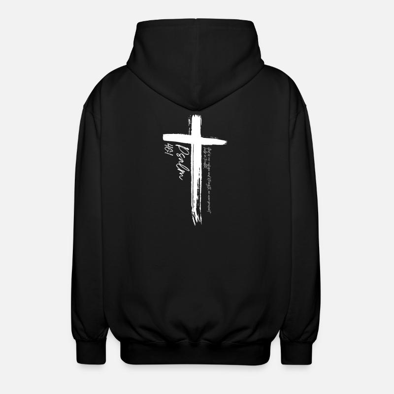 Croix - Psaume 46:1 - Veste à capuche unisexe - noir