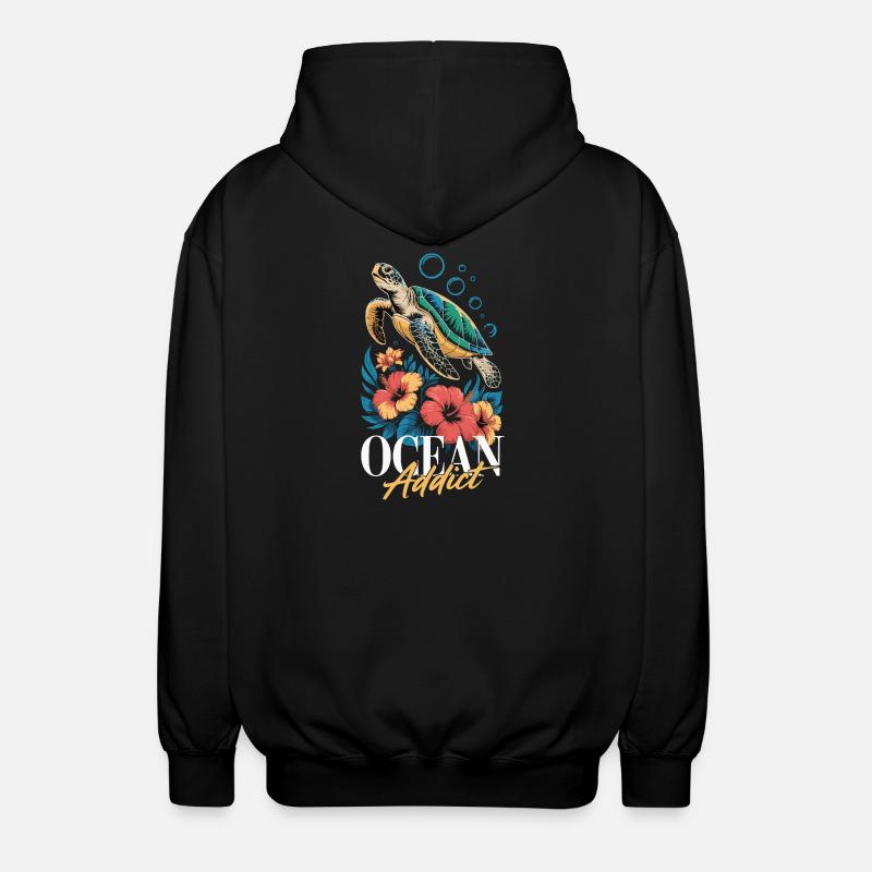 Sea Turtle Ocean Addict Design - Veste à capuche unisexe - noir