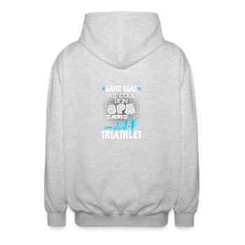 Kinder Triathlon T-Shirt - Opa ist Triathlet - Unisex Kapuzenjacke - Hellgrau meliert - Hinten - AI Model Male 185 light (185cm)