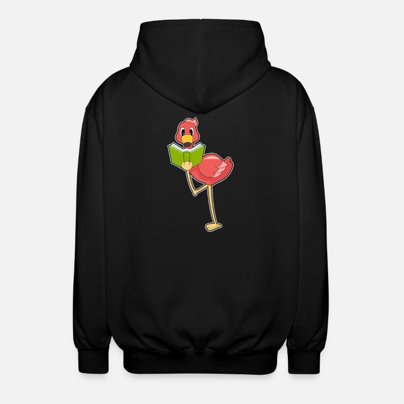 Flamingo Nerd Buch - Unisex Kapuzenjacke - Schwarz