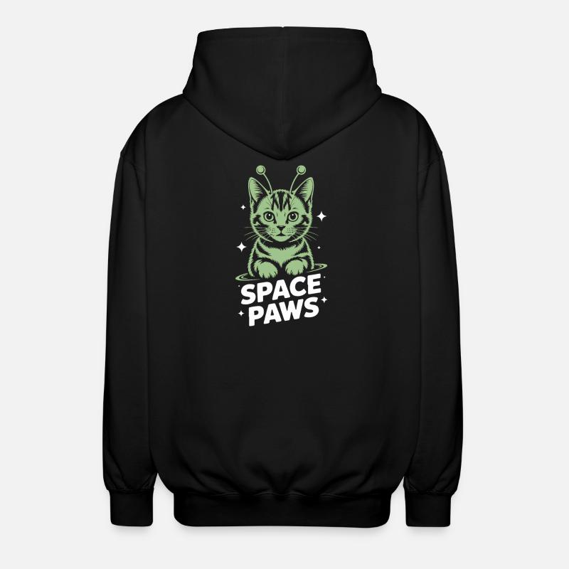 Space Cat Astral Paws - Unisex Hooded Jacket - black
