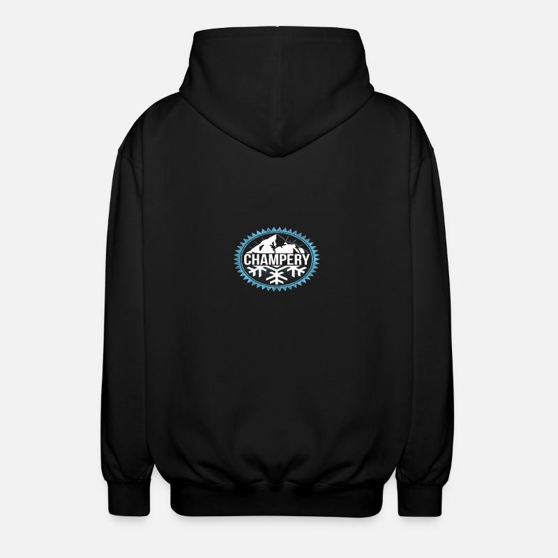Champery Winter Berge - Unisex Kapuzenjacke - Schwarz