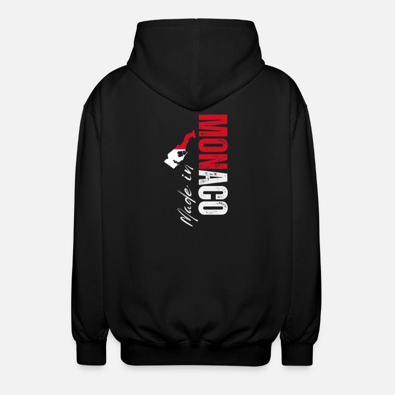 Made in Monaco, vertical design - Unisex Hooded Jacket - black