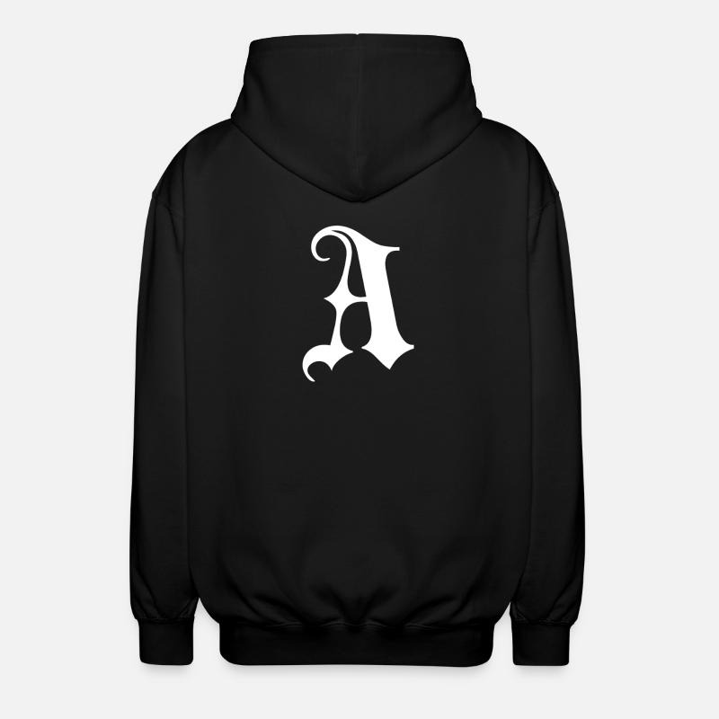 Gothic Monogram A Script - Unisex Hooded Jacket - black