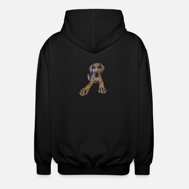 Hundewelpe mit neugierigem Blick - Unisex Kapuzenjacke - Schwarz