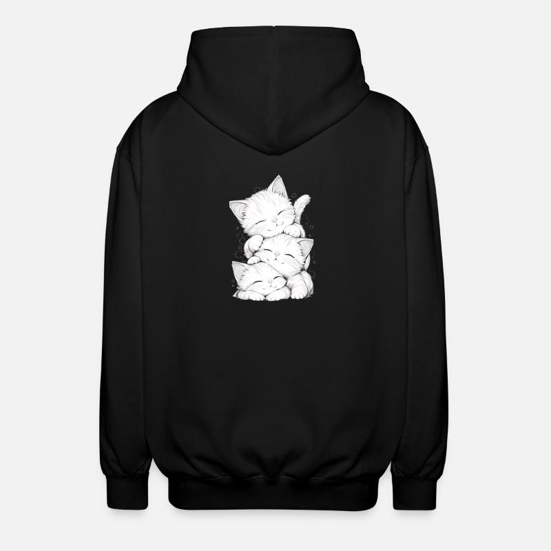 Sleeping kitten trio - Unisex Hooded Jacket - black