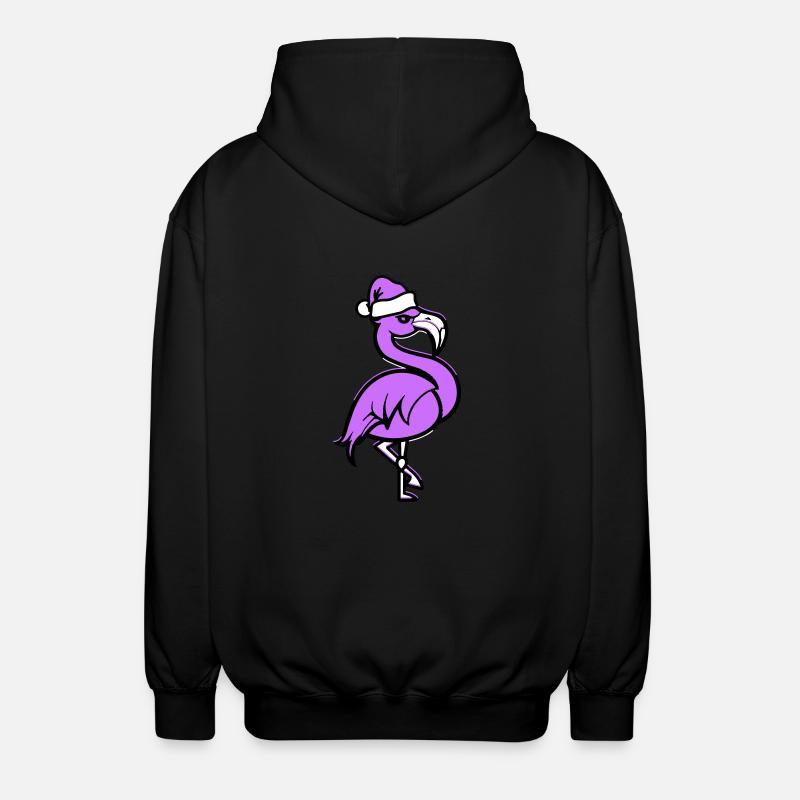 Flamingo Comic Christmas - Unisex Hooded Jacket - black