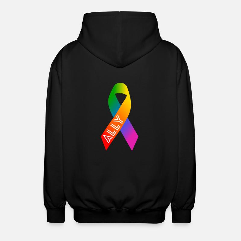 Queer Rainbow Bow Peace Sign - Unisex Hooded Jacket - black
