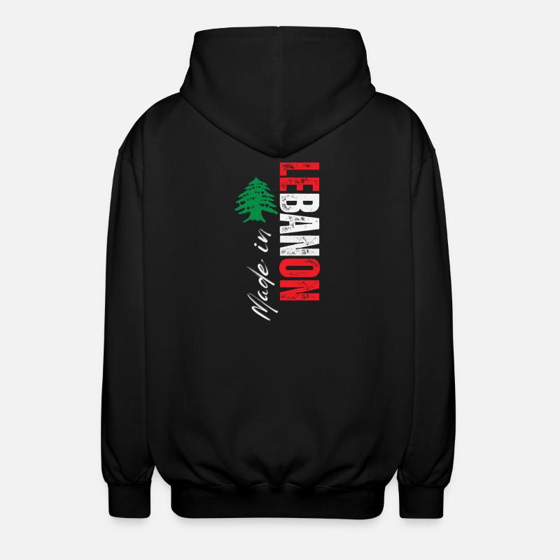 Fabriqué au Liban, design vertical - Veste à capuche unisexe - noir