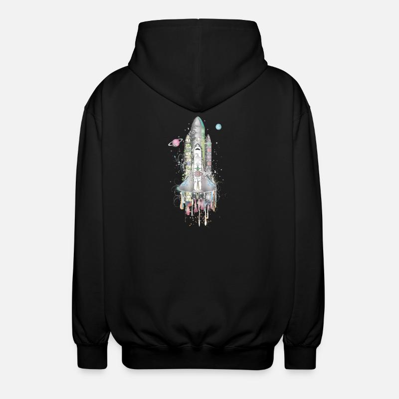 Imaginative Space Shuttle - Artfully Designed - Unisex Hooded Jacket - black