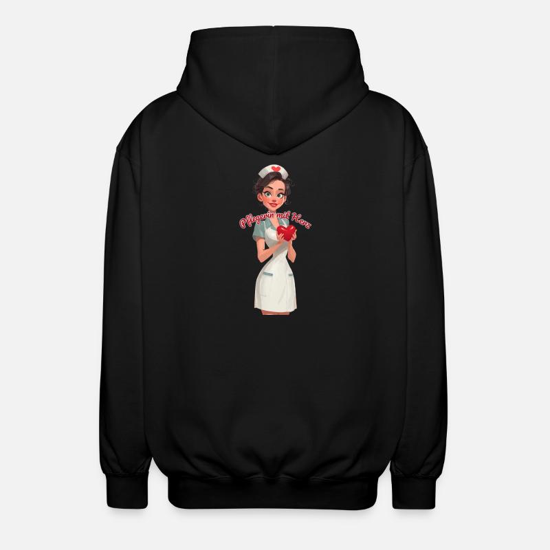 Pflegen mit Herz - Unisex Kapuzenjacke - Schwarz