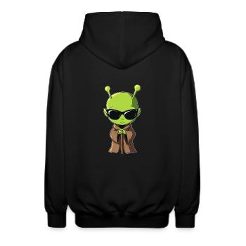 Alien Monk - Unisex Hooded Jacket - black - Back - AI Model Male 185 light (185cm)