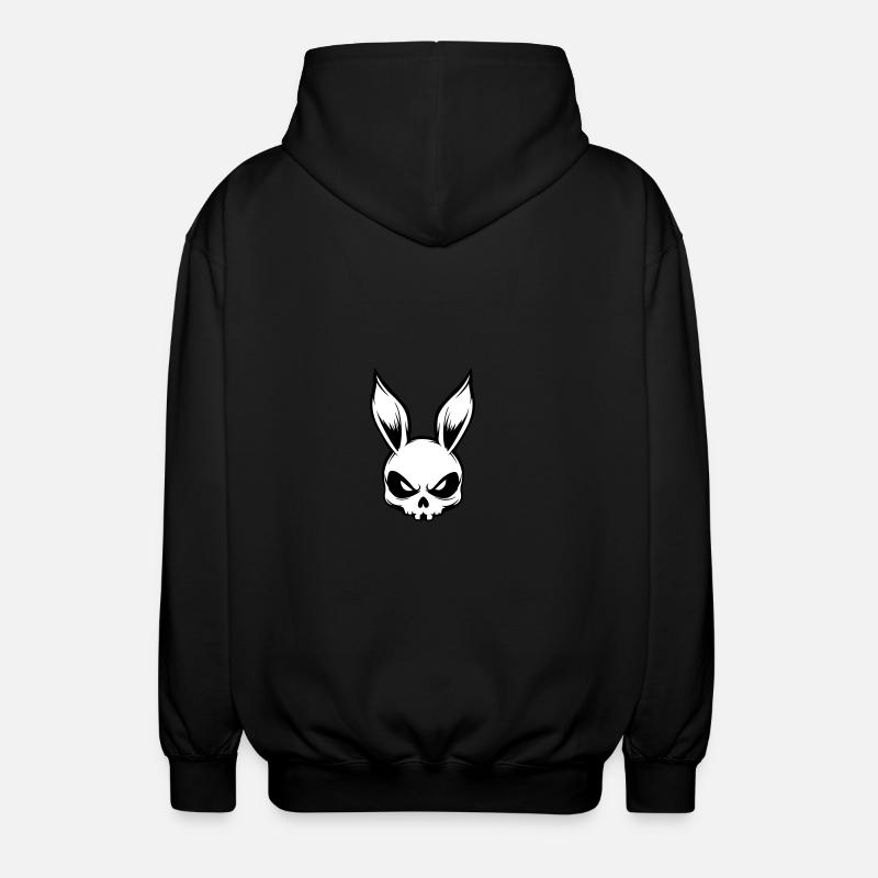 Rabbit Skull Skeleton - Unisex Hooded Jacket - black