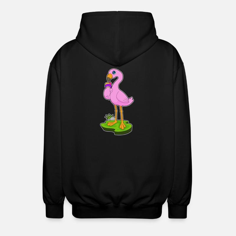 Flamingo Waffeleis - Unisex Kapuzenjacke - Schwarz
