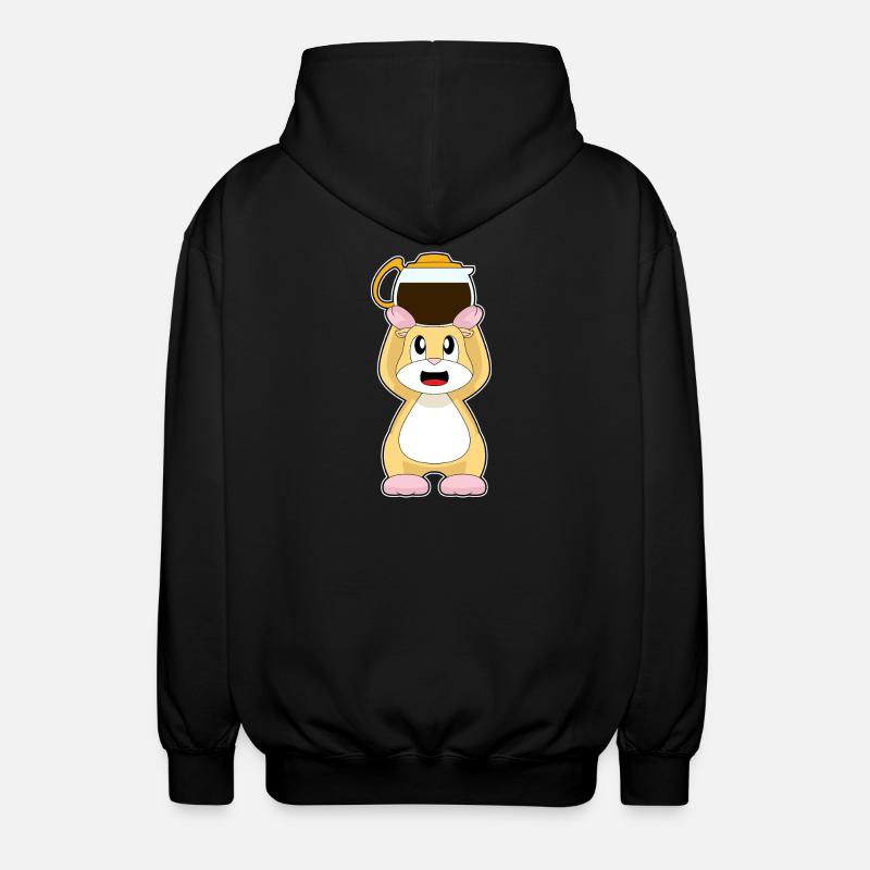 Hamster Coffee Coffee Pot - Unisex Hooded Jacket - black