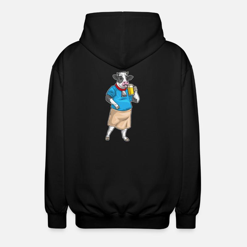 Cow Beer - Unisex Hooded Jacket - black