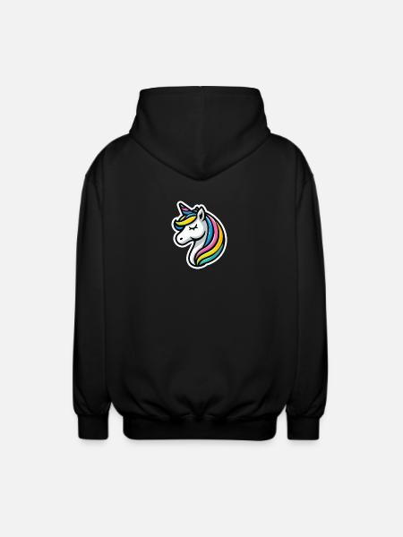 Einhorn Comic schlafend - Unisex Kapuzenjacke - Schwarz