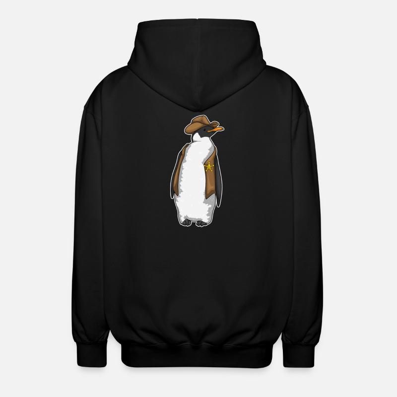 Penguin Sheriff Sheriff's Hat - Unisex Hooded Jacket - black