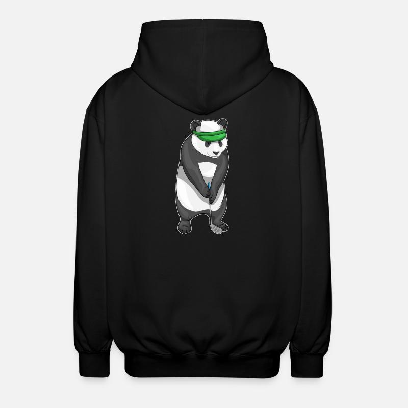 Panda Golf Golfschläger - Unisex Kapuzenjacke - Schwarz