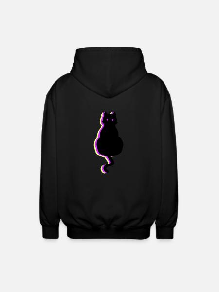 Leuchtkatze pink - Unisex Kapuzenjacke - Schwarz