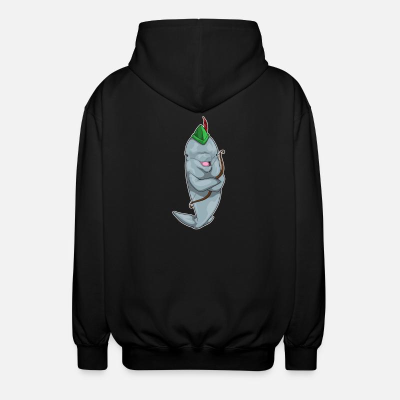 Delfin Bogenschütze Bogen - Unisex Kapuzenjacke - Schwarz