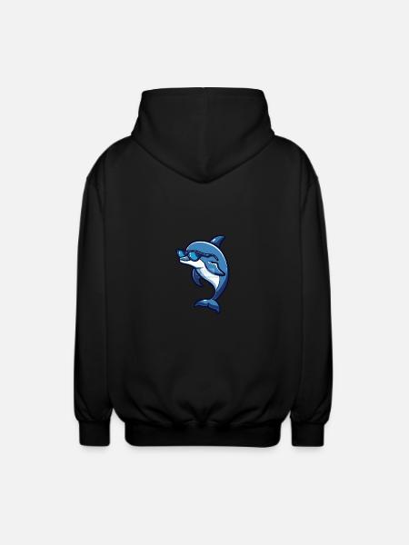 Dolphin Cool Animal - Unisex Hooded Jacket - black