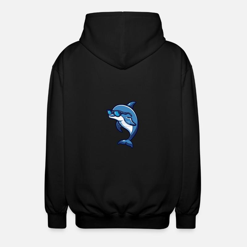 Delfin Cool Tier - Unisex Kapuzenjacke - Schwarz