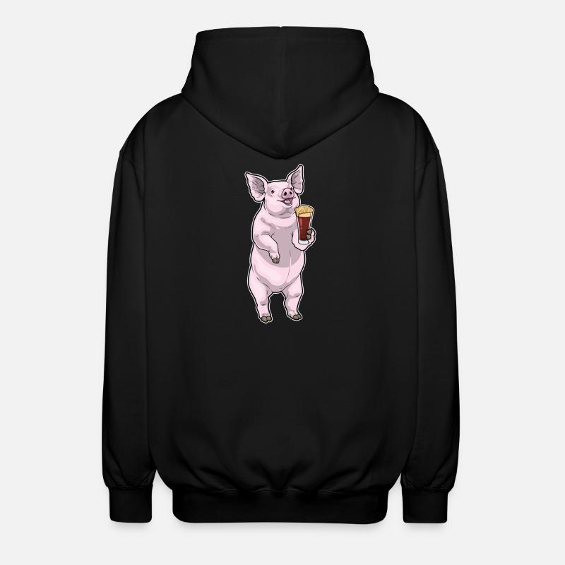 Schwein Bier - Unisex Kapuzenjacke - Schwarz
