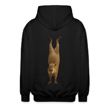 Wasserschwein - Unisex Kapuzenjacke - Schwarz - Hinten - AI Model Male 185 light (185cm)