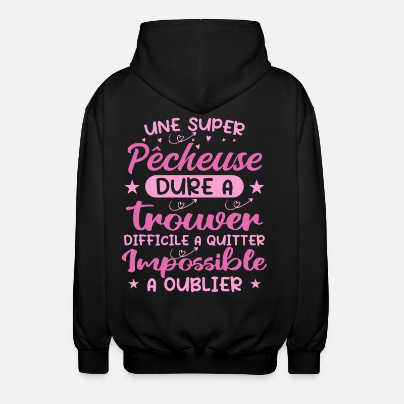 Une Super Pêcheuse - Cadeau pecheuse - Veste à capuche unisexe - noir