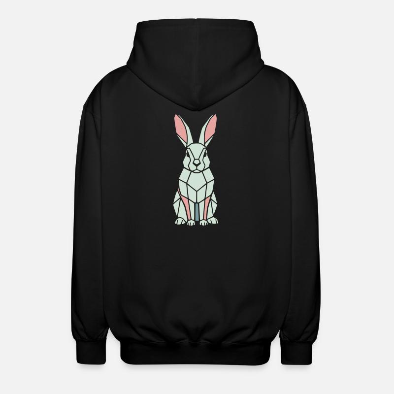 Geometrischer Hase Low Poly Modern - Unisex Kapuzenjacke - Schwarz