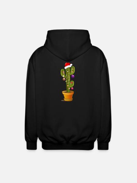 Julepyntet kaktus til jul - Unisex hættejakke. - sort
