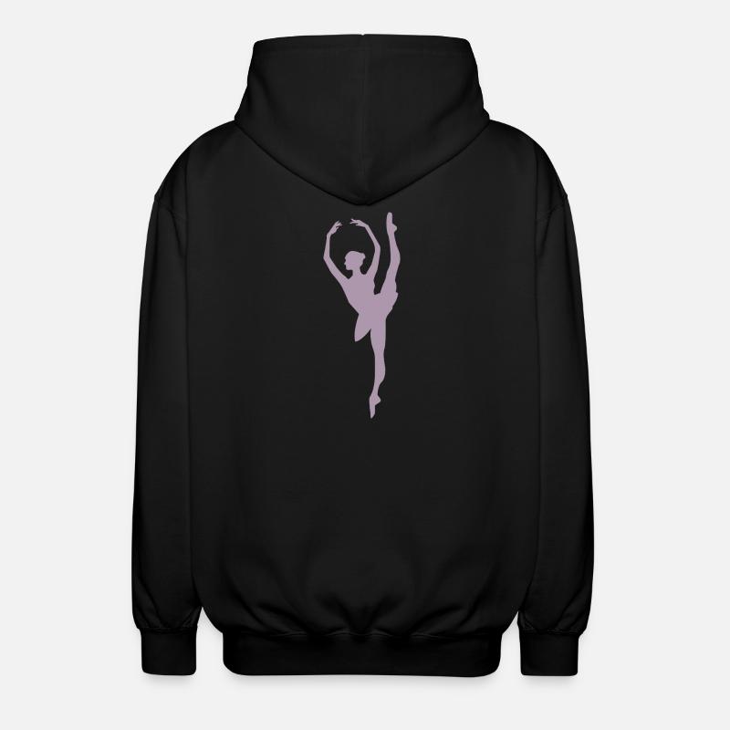Minimalist Ballet Dancer Silhouette - Unisex Hooded Jacket - black