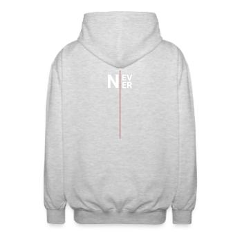 Zero desire, never or ever? Not in the mood? - Unisex Hooded Jacket - light heather grey - Back - AI Model Male 185 light (185cm)