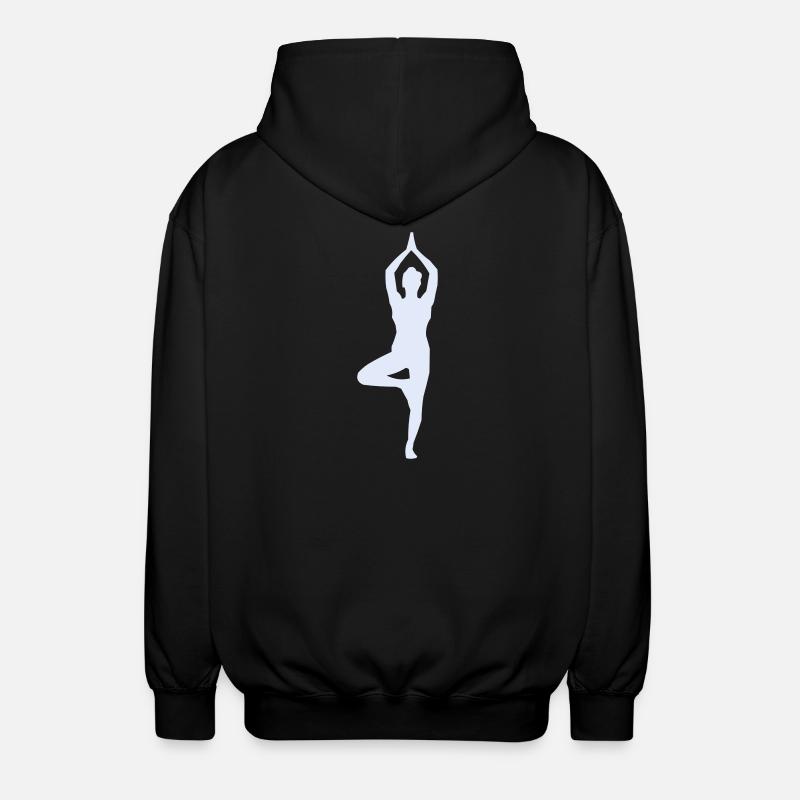 Yogastellung Baum-Pose Silhouette - Unisex Kapuzenjacke - Schwarz