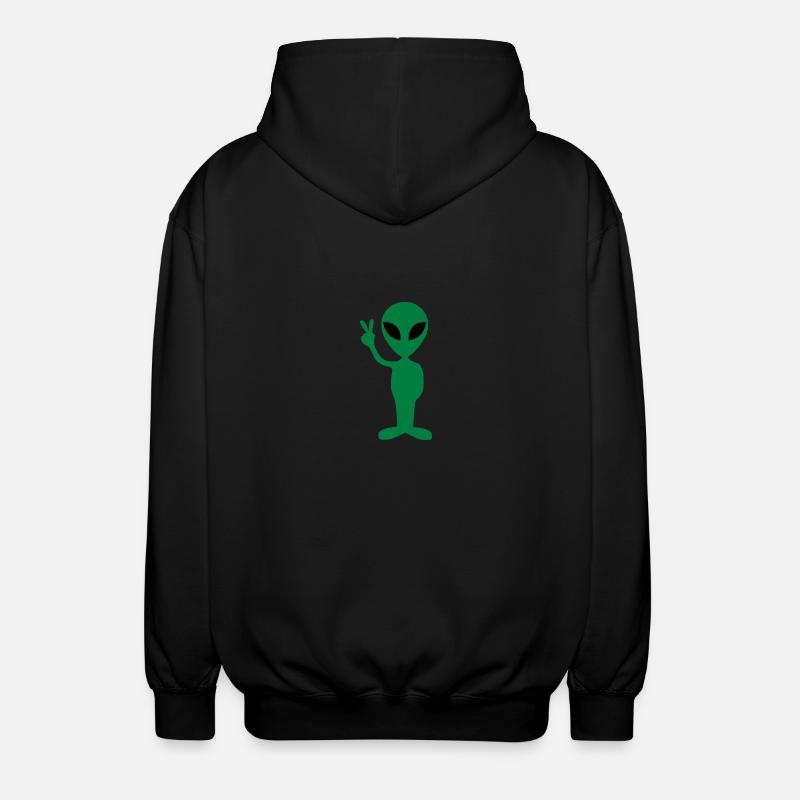 Frieden alien - Unisex Kapuzenjacke - Schwarz