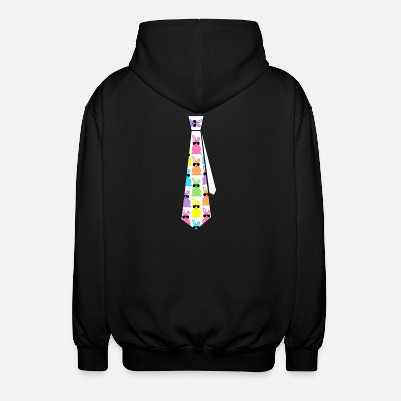 Pastel Rabbits Sunglasses Tie Pattern - Unisex Hooded Jacket - black