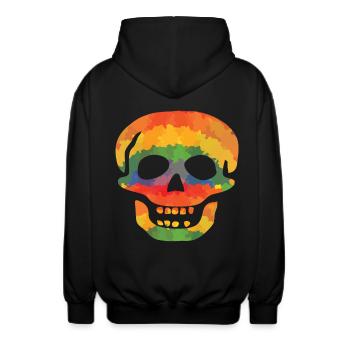 Coloured skull - Unisex Hooded Jacket - black - Back - AI Model Male 185 light (185cm)