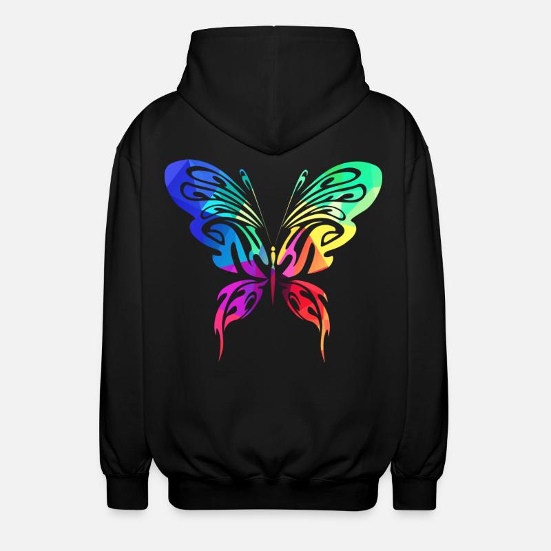 Bunter Sommervogel - Unisex Kapuzenjacke - Schwarz