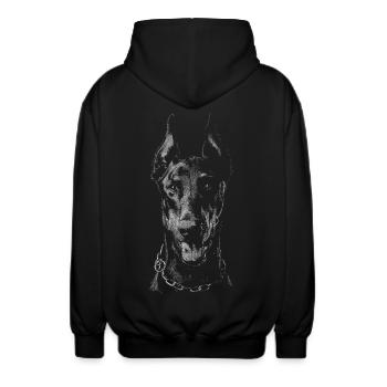 Dobermann - Unisex Kapuzenjacke - Schwarz - Hinten - AI Model Male 185 light (185cm)