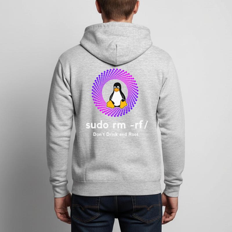 Ordinateur Sys admin Penguin Nerd pc sudo rm -rf cod Veste à capuche unisexe