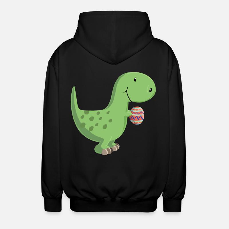 Dino mit Ei - Unisex Kapuzenjacke - Schwarz