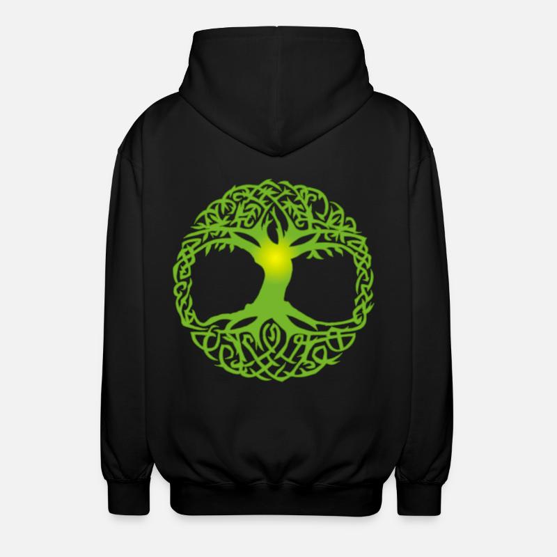 Celtic tree - Unisex Hooded Jacket - black