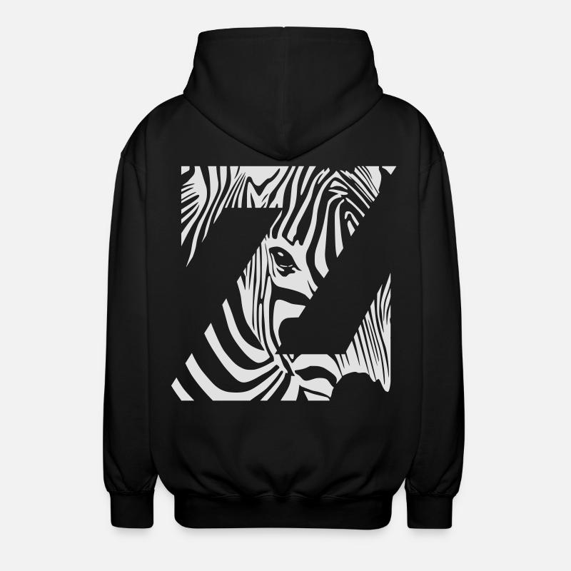 Zebra Mix Mono White - Unisex Hooded Jacket - black