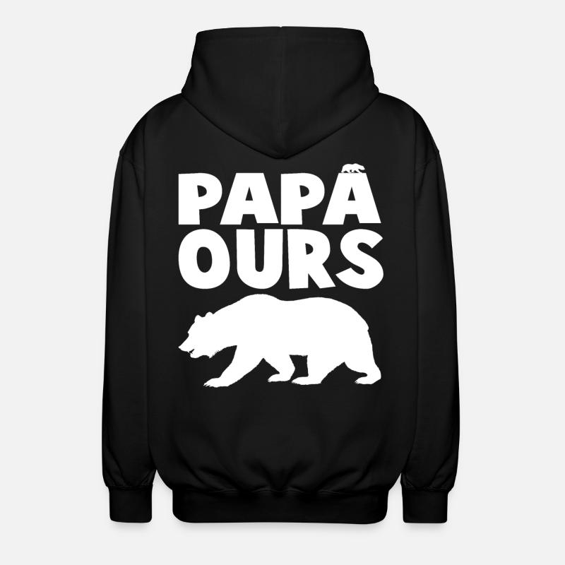 Wild papabear head in silhouette - Unisex Hooded Jacket - black