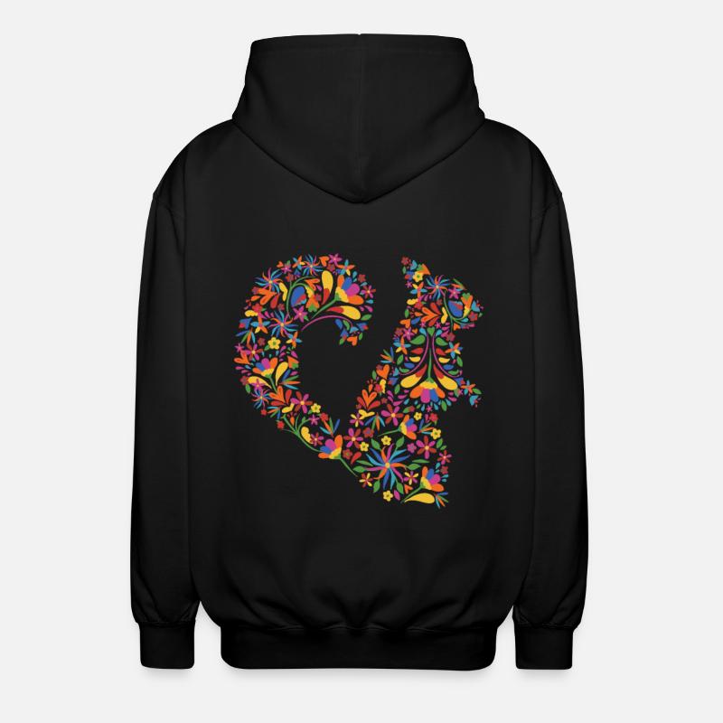Blumen-Eichhörnchen - Unisex Kapuzenjacke - Schwarz