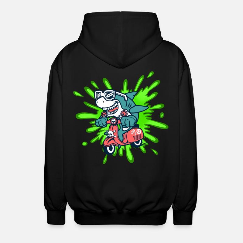 Shark Funny Vélomoteur Cyclomoteur Roller Comic - Veste à capuche unisexe - noir