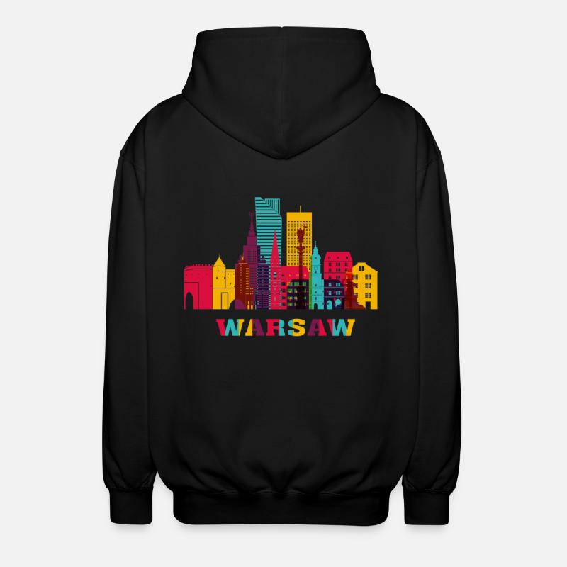 Varsovie Pologne Capitale Skyline Warszawa Polska - Veste à capuche unisexe - noir