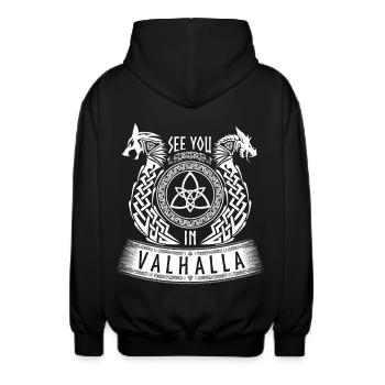 See You In Valhalla Wikinger Germanen Drache Wolf - Unisex Kapuzenjacke - Schwarz - Hinten - AI Model Male 185 light (185cm)